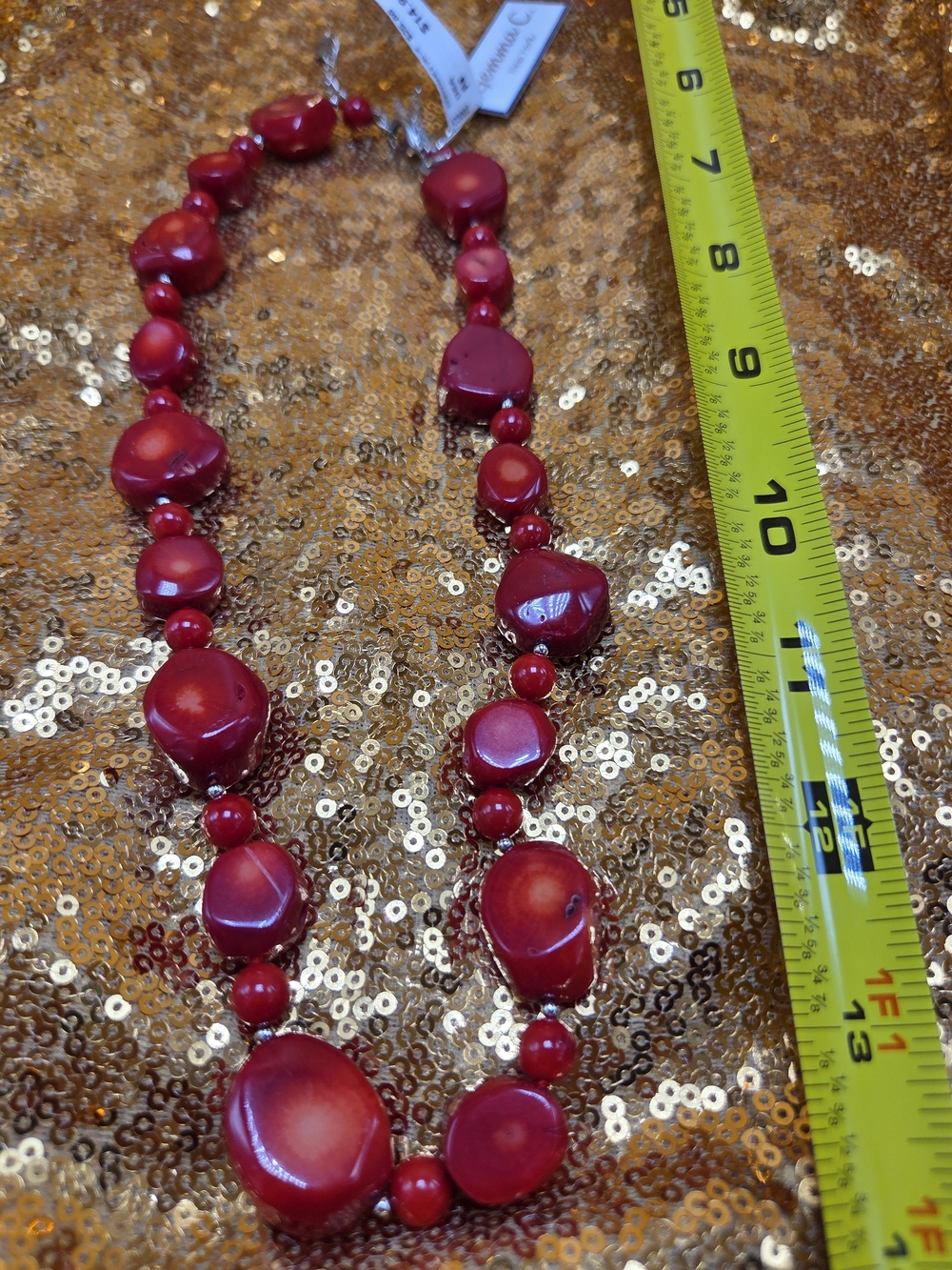 Elegant Red Bead Statement Necklace - Women Jewelry